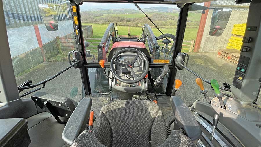 Interior view of tractor