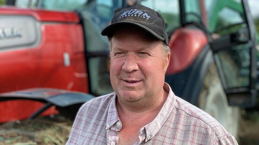 Farmer in front of a tractor