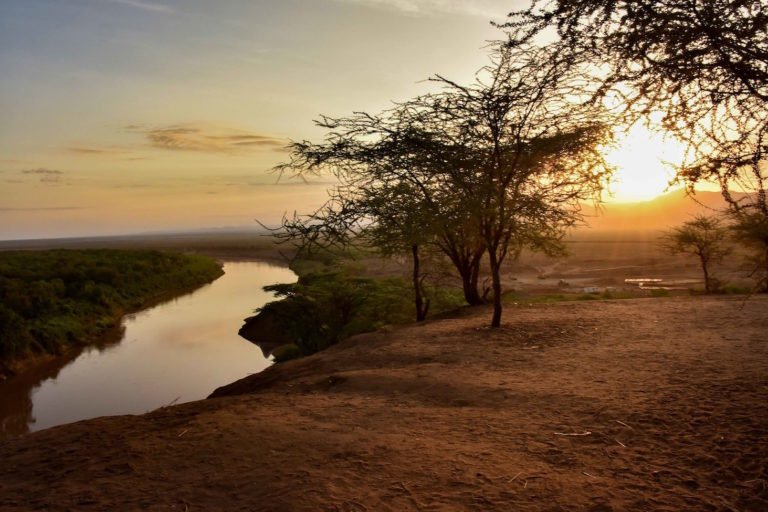 Agricultural land alongside Ethiopia's Omo River, an already water-scarce region where large scale agriculture is expanding. 