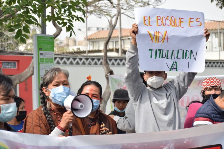 Peruvian Indigenous leaders are demanding that the government attends to their demands for land titles. Image courtesy of IRI Perú.