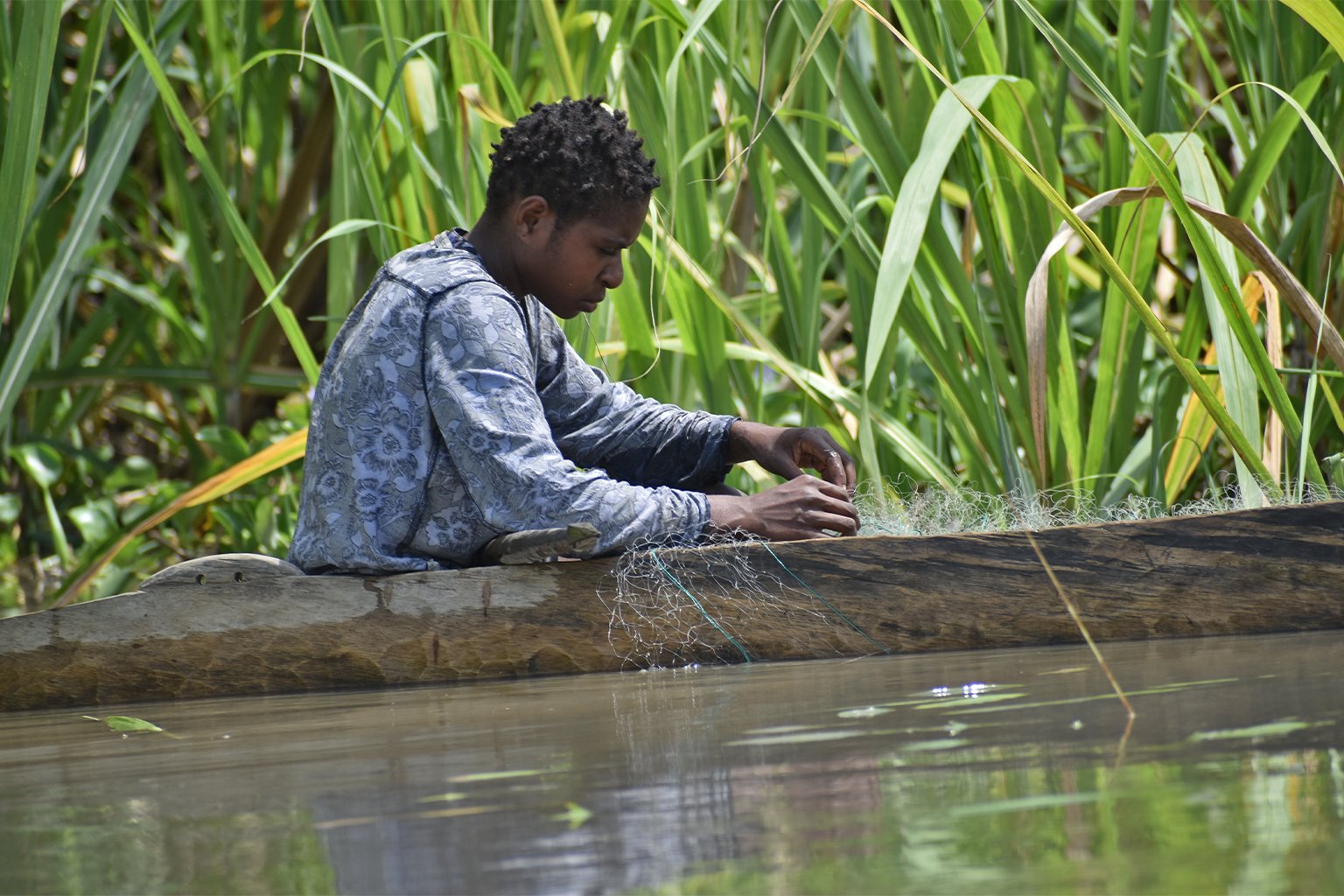 Fishing in the Sepik River.