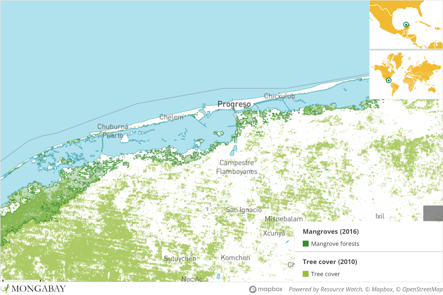 Map of Chellem in Yacatan, Mexico.