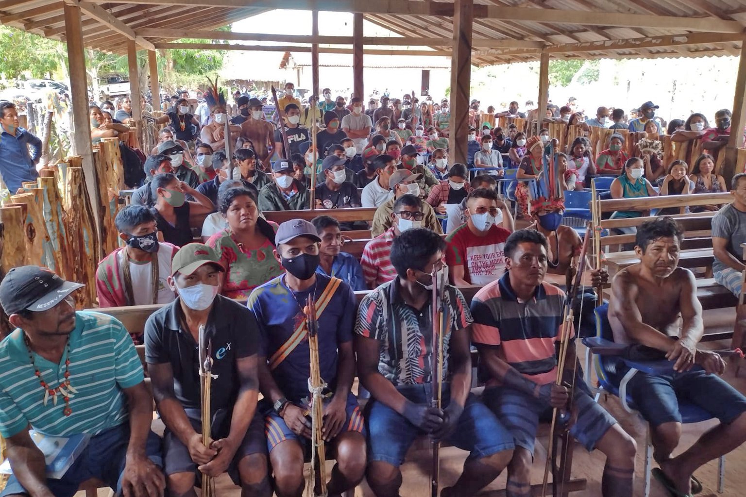 Indigenous Guajajara participate in training in the Arariboia Indigenous Territory in Brazil’s Maranhão state. Image courtesy of Gilderlan Rodrigues/CIMI-MA.