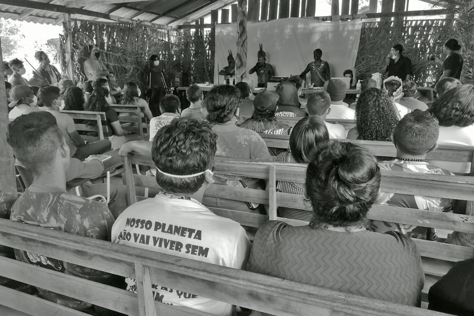 A group of Indigenous Guajajara being trained in the Arariboia Indigenous Territory in Brazil’s Maranhão state. Image courtesy of Gilderlan Rodrigues/CIMI-MA.