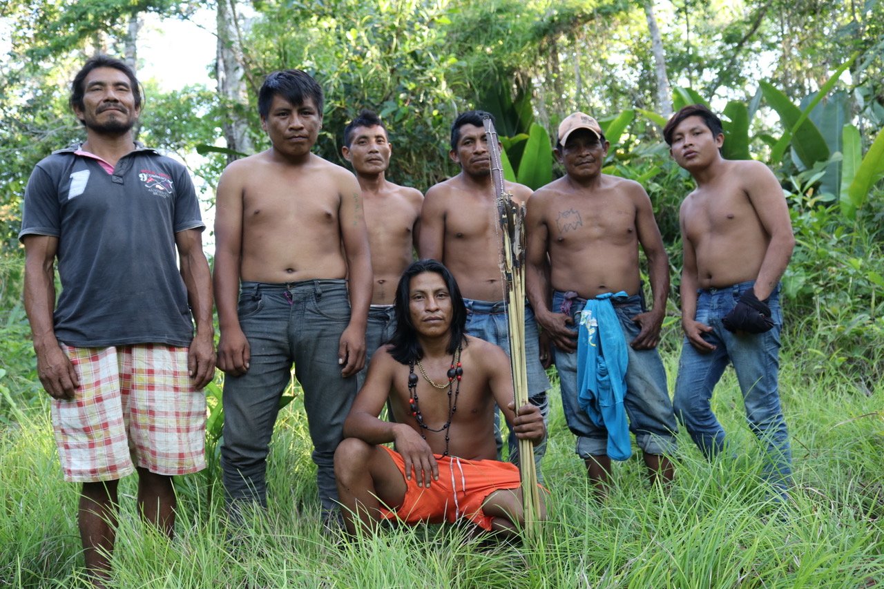 Members of the “Guardians of the Forest,” an Indigenous patrol, pose for a photo in the Arariboia Indigenous Territory in Brazil’s Maranhão state. Image courtesy of Sarah Shenker/Survival International.