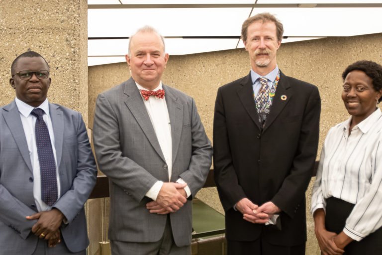 Meeting between UN Special Rapporteur on Human Rights and the Environment David Boyd, as well as Co-Chairs of the Open-ended Working Group on the Post-2020 Framework Francis Ogwal and Basile van Havre, and Executive Secretary of the Convention on Biological Diversity Elizabeth Maruma Mrema. Image courtesy of the Convention on Biological Diversity via Flickr (CC BY 2.0).