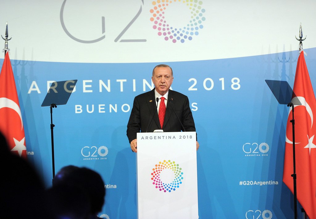 Recep Tayyip Erdoğan, Turkey’s president, at G20 meeting in 2018.