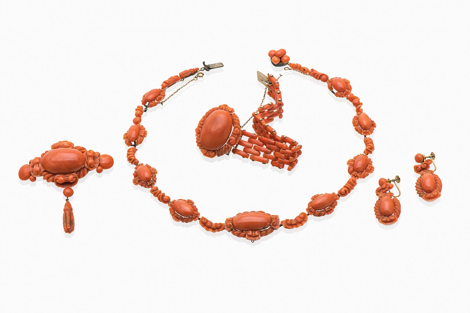 Red coral jewelry. 