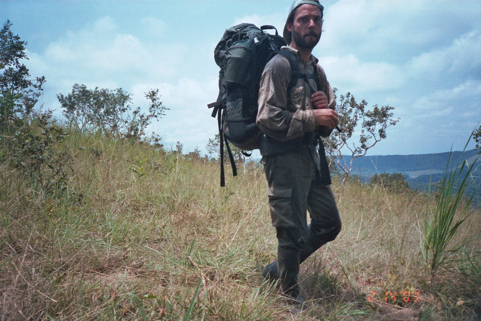 Philipp Henschel testing a camera trap.