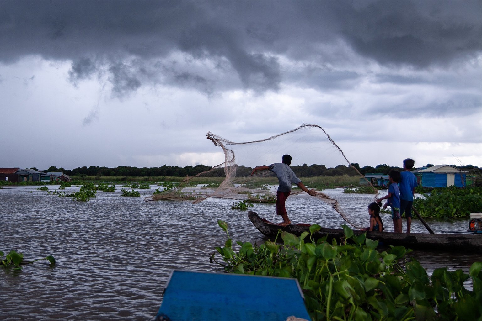 A resident of Krosoam village in Kampong Thom fishing