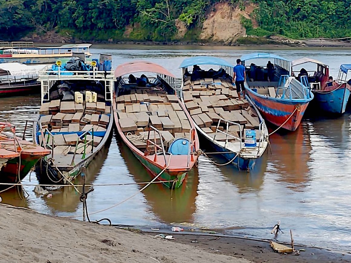 The shipments of fine wood are placed in boats