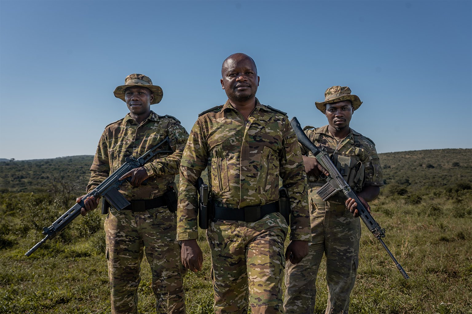 Amos Tembe with other rangers.