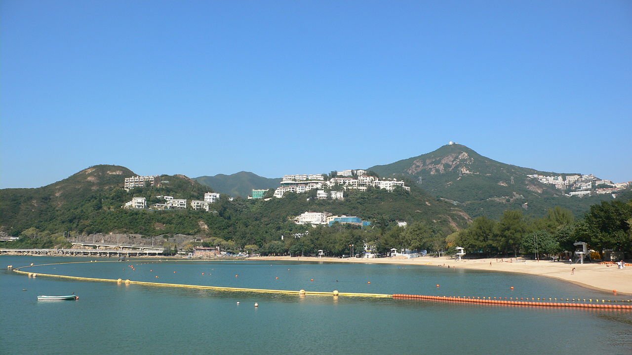 Shark nets in Deep Water Bay Beach.